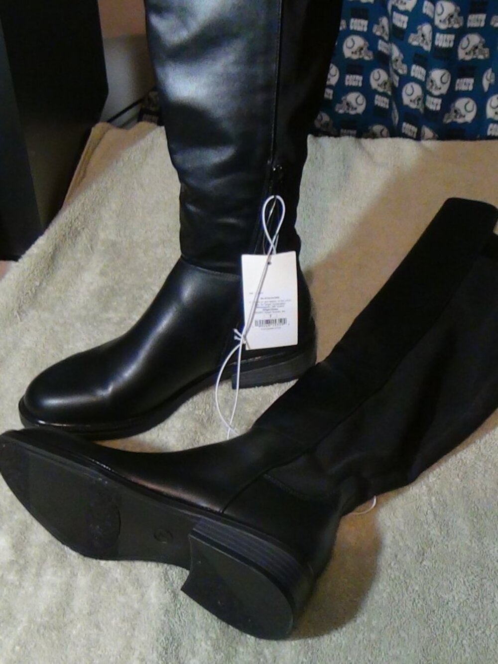 Women's Hope Tall Boots 1.5" Platform Heels Stretch Back Size 7 Black